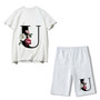 Women Letter Print Short Sleeve Top + Shorts Two Piece