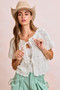 BiBi Front Bow Tie Detail Pointelle Knit Top