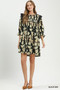 Umgee Mix Floral Print Smocked Ruffle Detail Flowy Dress