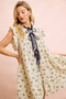 BiBi Floral Multi-tierd Dress With Ruffles And Front Tie