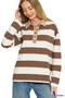 Zenana Striped Contrast Collar Polo Tee