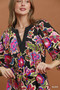 Umgee Abstract Print Embroidered Belted Midi Dress