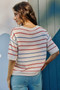 SO ME Usa Stripe Knit Short Sleeves Sweater Top