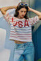 SO ME Usa Stripe Knit Short Sleeves Sweater Top
