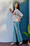 SO ME Usa Stripe Knit Short Sleeves Sweater Top