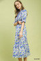 Umgee Floral Ruffle Trim Tiered Midi Dress