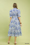 Umgee Floral Ruffle Trim Tiered Midi Dress