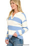 Zenana Striped Collared Sweater