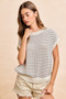 BiBi Pointelle Stripes Sleeveless Drop Shoulder Lightweight Sweater Top