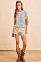 BiBi Pointelle Stripes Sleeveless Drop Shoulder Lightweight Sweater Top