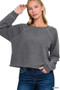 Zenana Washed F/terry Round Neck Pullover & Pants Set