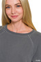 Zenana Washed F/terry Round Neck Pullover & Pants Set
