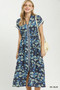 Umgee Ruffle Sleeve Henley Shift Dress