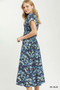 Umgee Ruffle Sleeve Henley Shift Dress