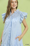 Umgee Stripe Smocked Yoke Ruffle Dress