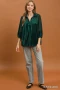Umgee Velvet Lace Detail Mixed Fabric Blouse