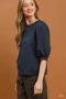 Umgee Puff Sleeve Round Neck Sweatshirt