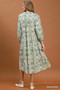 Umgee Linen Botanical Print Tiered Midi Dress