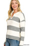 Zenana Striped Collared Sweater