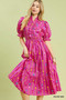 Umgee Vibrant Ruffle Smocked Midi Dress