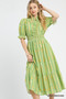 Umgee Vibrant Ruffle Smocked Midi Dress