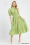 Umgee Vibrant Ruffle Smocked Midi Dress