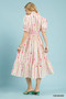 Umgee Vibrant Ruffle Smocked Midi Dress