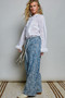 POL Woven Lace Trim Pintuck Button-Down Shirt