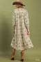 Umgee Linen Botanical Print Tiered Midi Dress