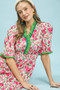 Umgee Floral Ruffle Trim Tiered Midi Dress