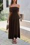 Off Shoulder Solid Backless Full Elegant Dress 