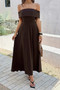 Off Shoulder Solid Backless Full Elegant Dress 