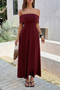 Off Shoulder Solid Backless Full Elegant Dress 