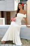 Off Shoulder Solid Backless Full Elegant Dress 