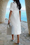 Solid Pocket Turn Down Collar A Line Dress 