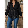 Plus Size Deep V Curve Contrast Lace Top 