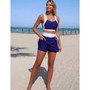 Two Piece Color Block High Waist Tie Up Bikini 