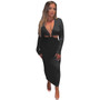 Women Sexy V-Neck Long Sleeve Cut-Out Bodycon Dress