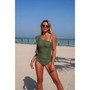 Solid Asymmetric Shoulder Ruffle Swimsuit