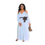 Women Elegant V Neck Off-Shoulder Long Sleeved Dress