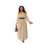 Women Elegant V Neck Off-Shoulder Long Sleeved Dress