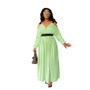 Women Elegant V Neck Off-Shoulder Long Sleeved Dress