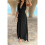 Halter V Neck Solid High Slit Bow Tie Maxi Dress