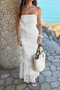 Solid Off Shoulder Bodycon Lace Maxi Dress 