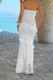 Solid Off Shoulder Bodycon Lace Maxi Dress 