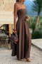 Strapless Sleeveless Solid Fit Full Dress 