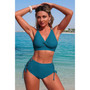 Two Piece High Waisted V Neck Cross Side Biniki 