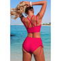 Two Piece High Waisted V Neck Cross Side Biniki 