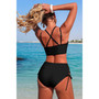 Two Piece High Waisted V Neck Cross Side Biniki 