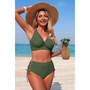Two Piece High Waisted V Neck Cross Side Biniki 